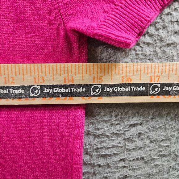 Kate Spade Wool Cashmere Top Women XS Bead Embellished Short Sleeve Pink - Picture 8 of 11